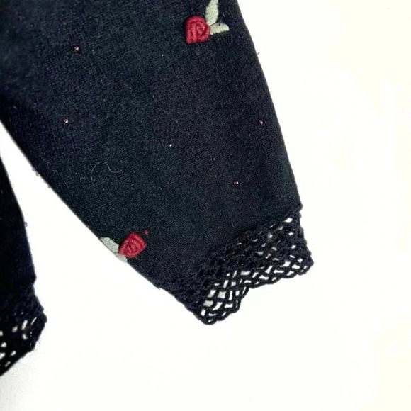 Christopher Banks Vintage Womens Sweater Black Floral Embroidered Beaded XL - Picture 5 of 8